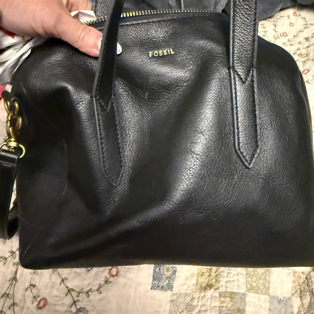 Fossil Black Leather Satchel Hailey Bag - Picture 3 of 5